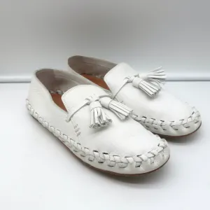 Celine Marlou Moccasin Flats White Grained Leather Size 39