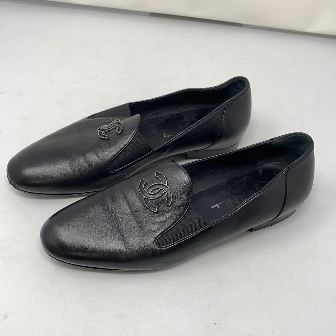 Chanel Black CC Leather Loafer