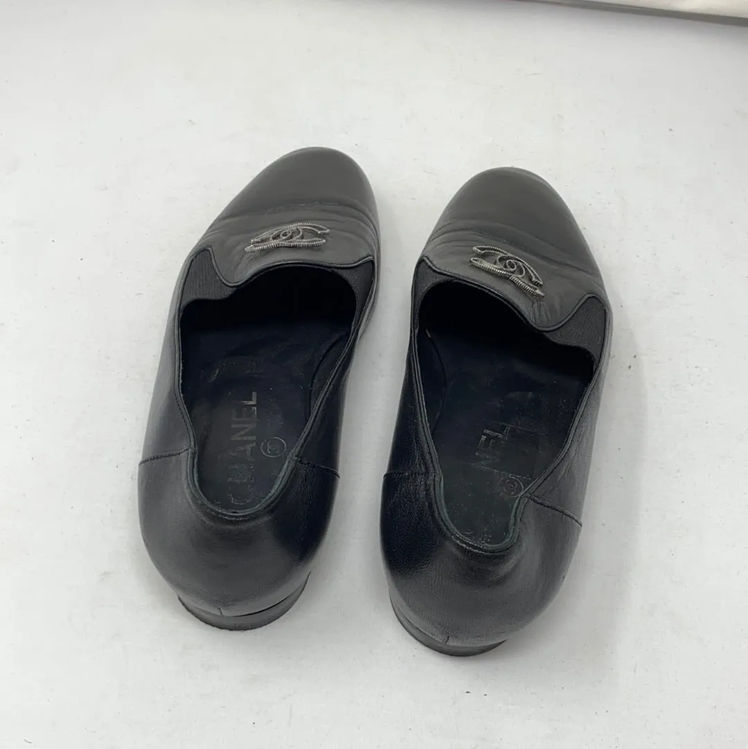 Chanel Black CC Leather Loafer