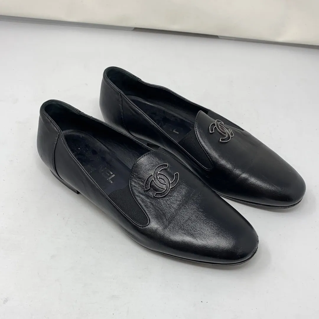 Chanel Black CC Leather Loafer