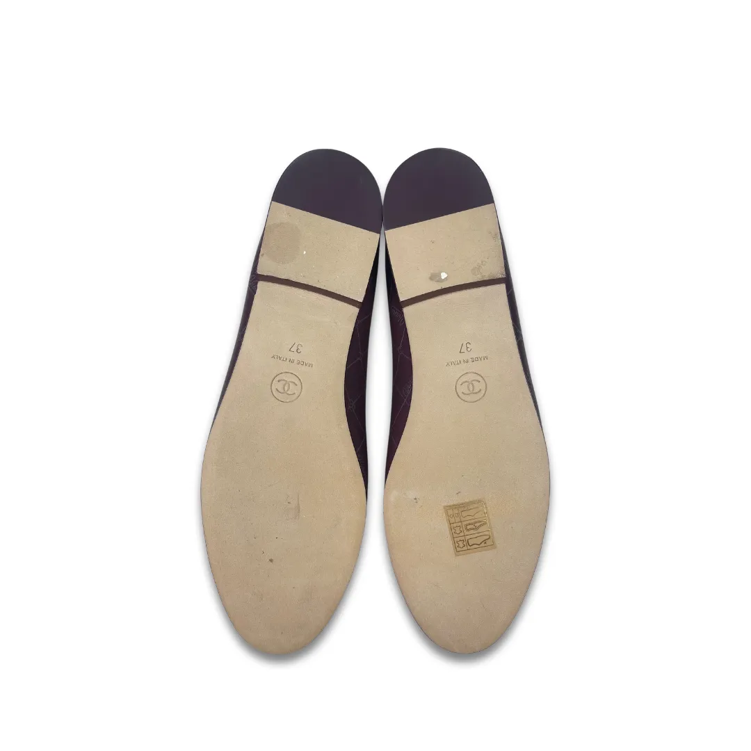 Chanel Burgundy Ballet Flats - Size 37