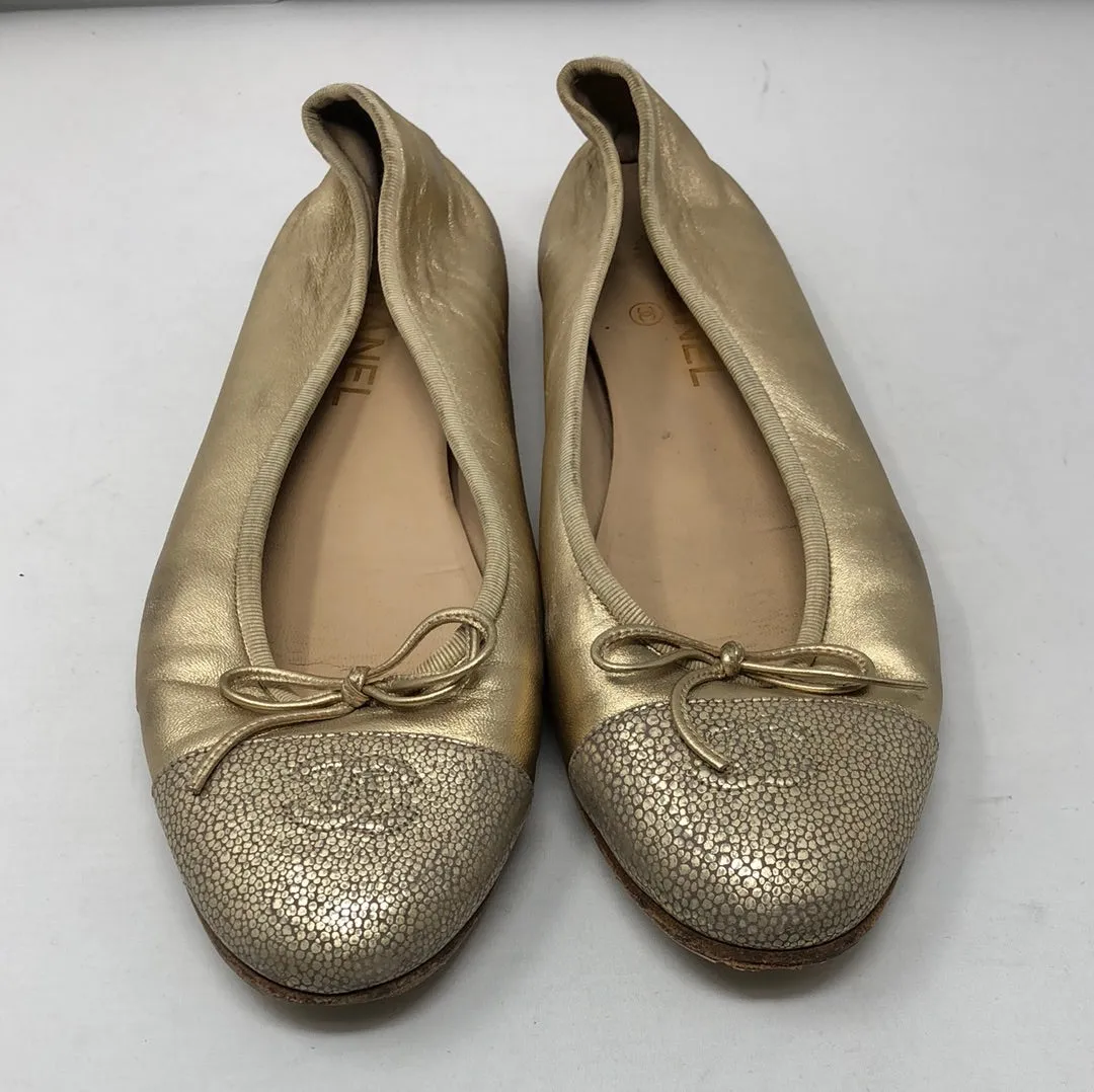 Chanel Gold Two Texture Ballet flat