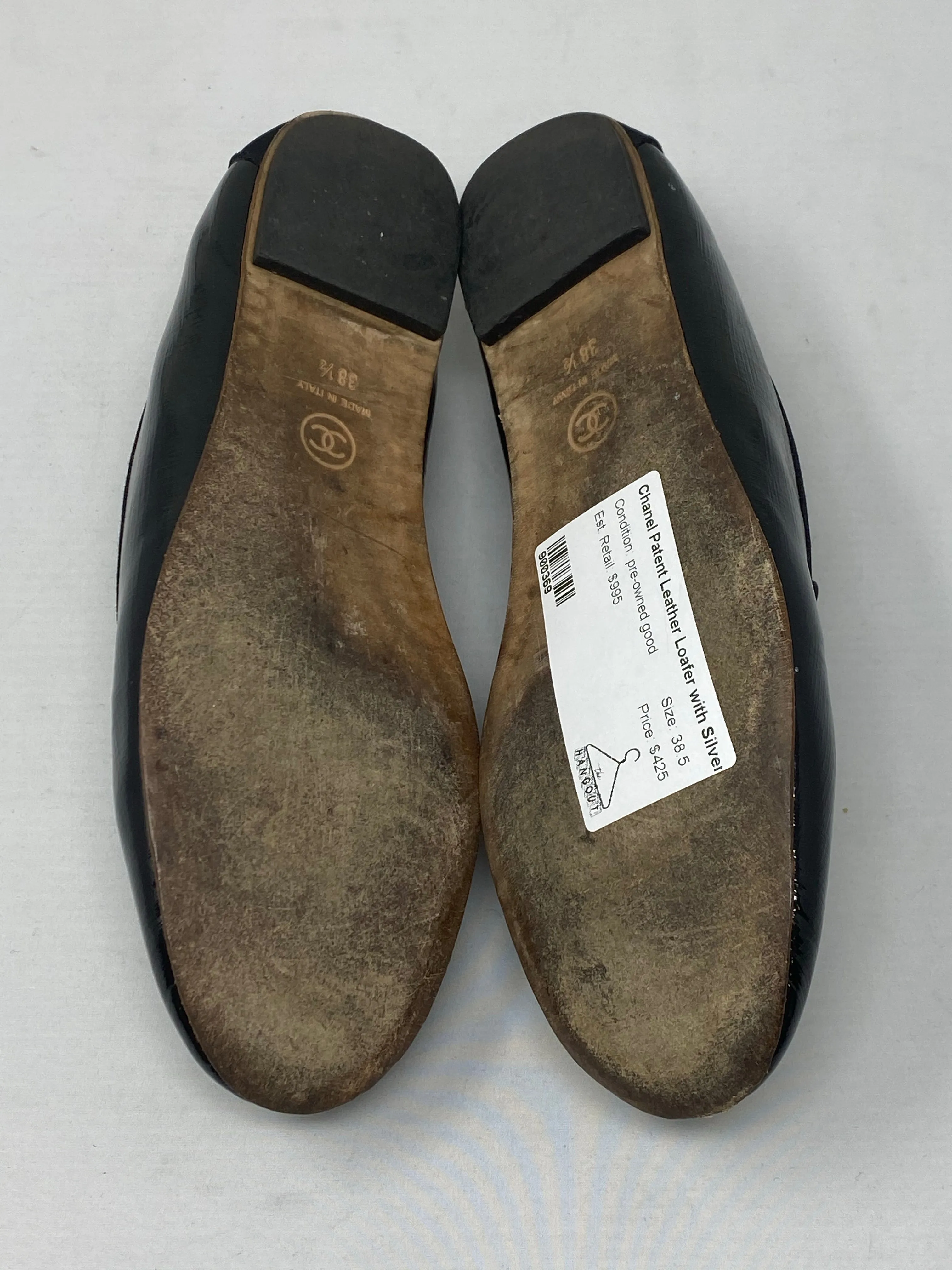 Chanel Patent Leather Loafer with Silver CC