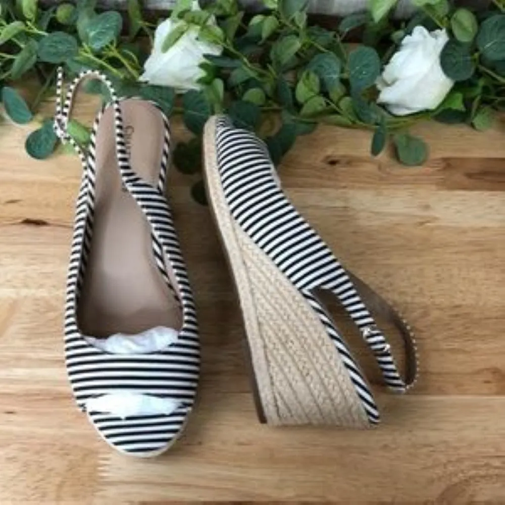Charter Club Tamaare Wedge Sandals Black/White 9.5