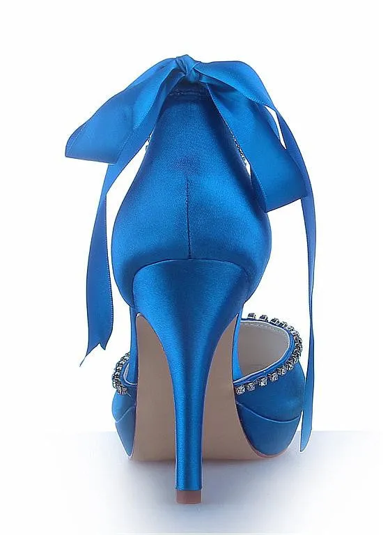 Chic Satin Upper Peep Toe Stiletto Heels Bridal Shoes