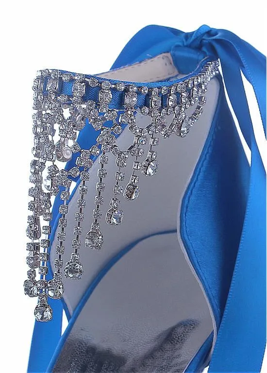 Chic Satin Upper Peep Toe Stiletto Heels Bridal Shoes