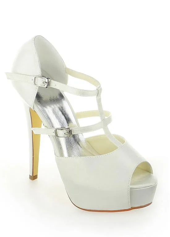Chic Satin Upper Peep Toe Stiletto Heels Bridal Shoes