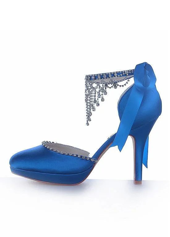 Chic Satin Upper Peep Toe Stiletto Heels Bridal Shoes