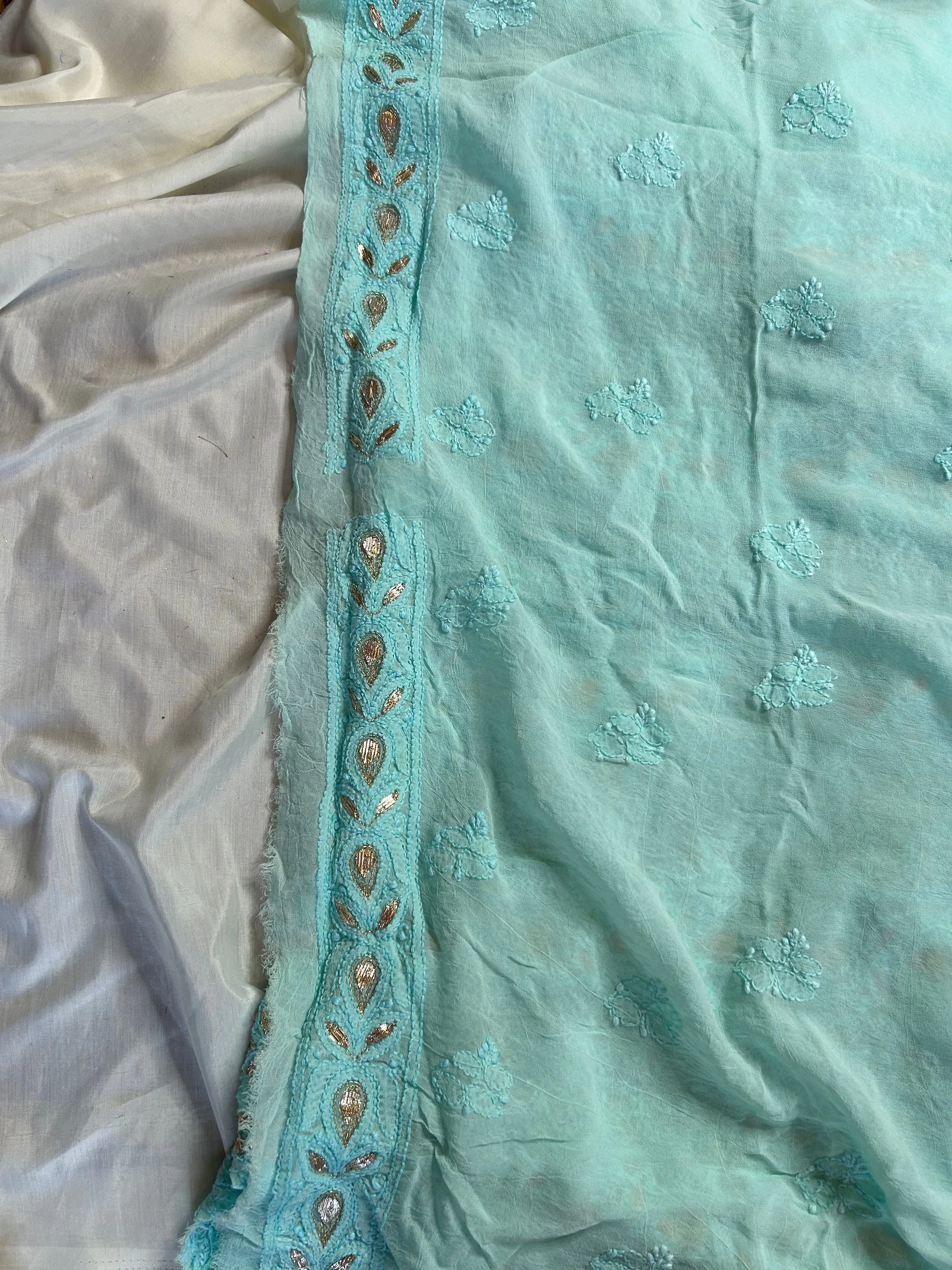 Chikankari Gota Salwar Suit in blue