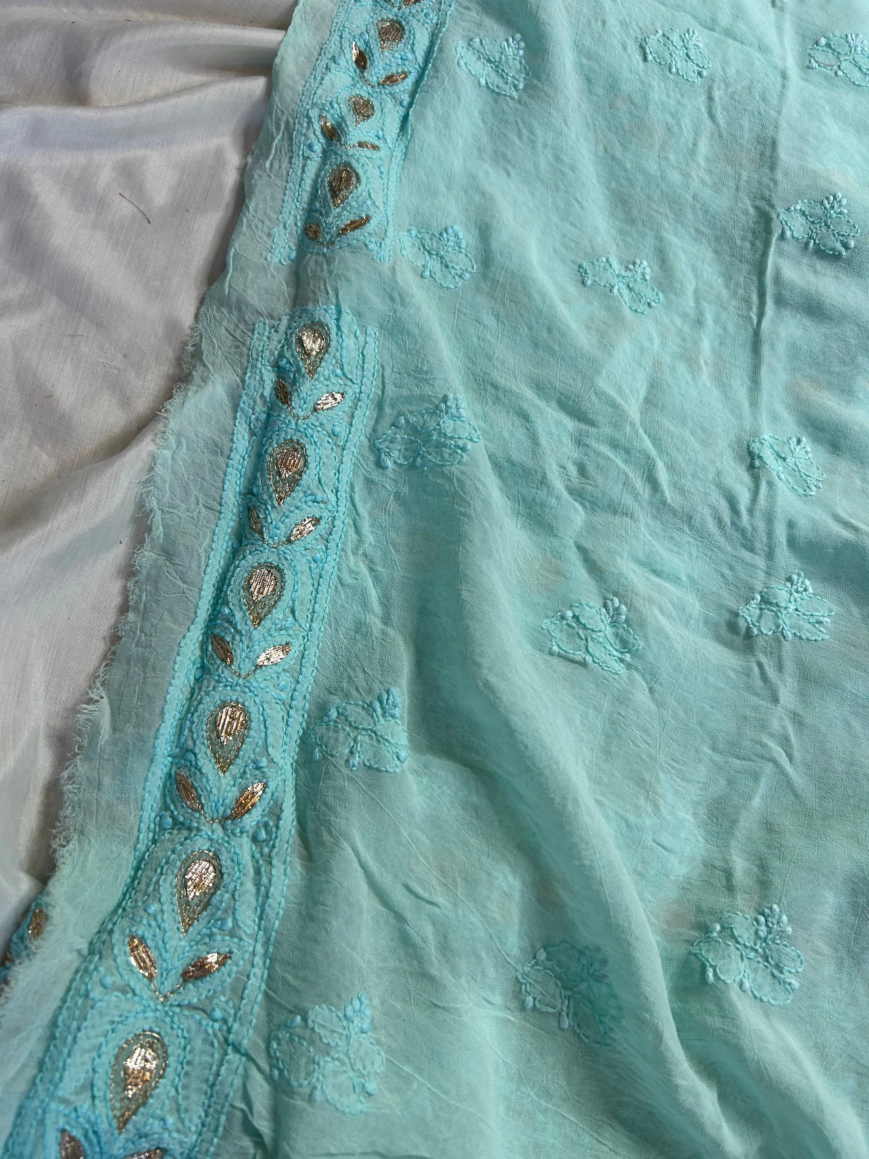 Chikankari Gota Salwar Suit in blue