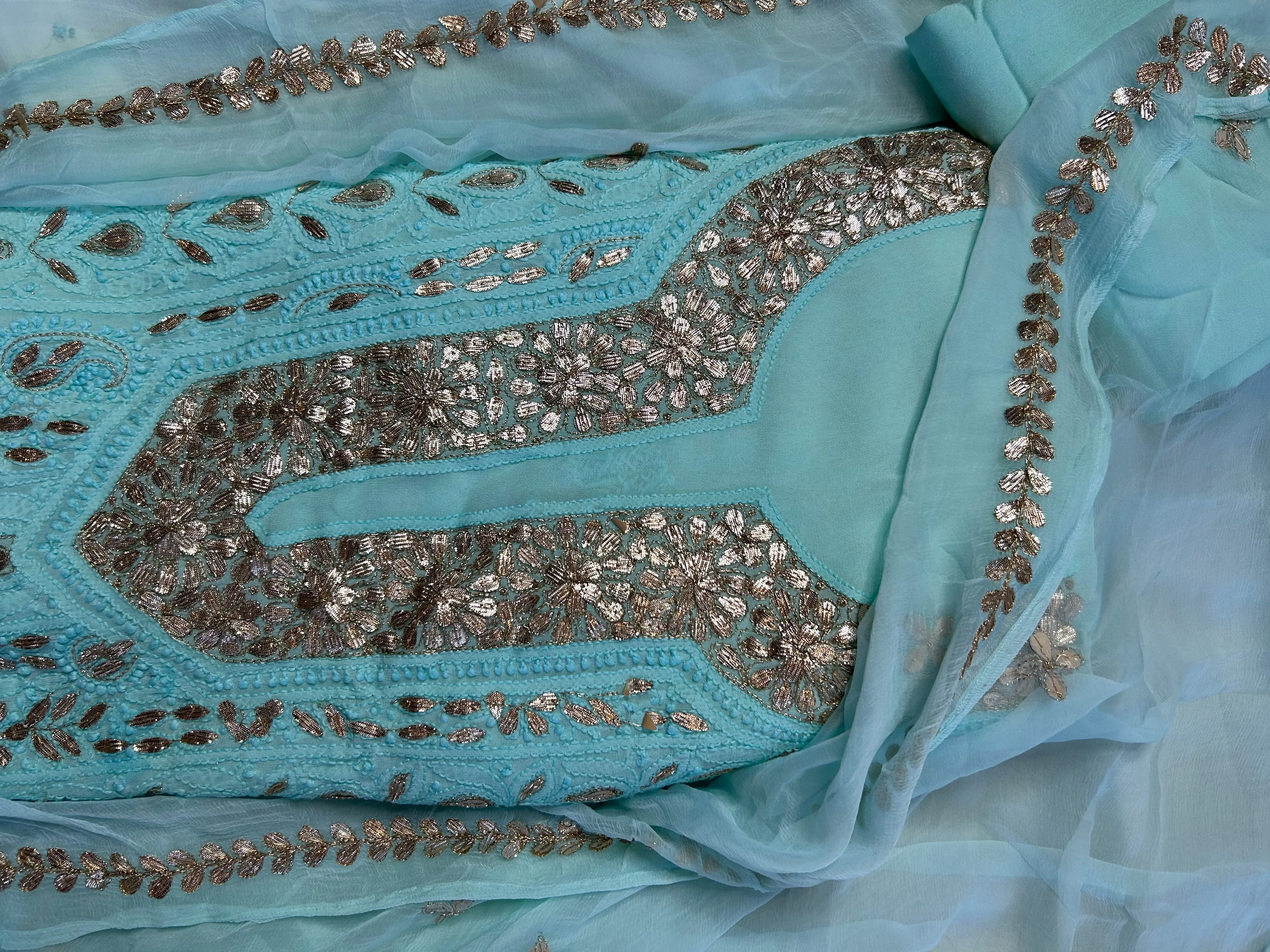 Chikankari Gota Salwar Suit in blue