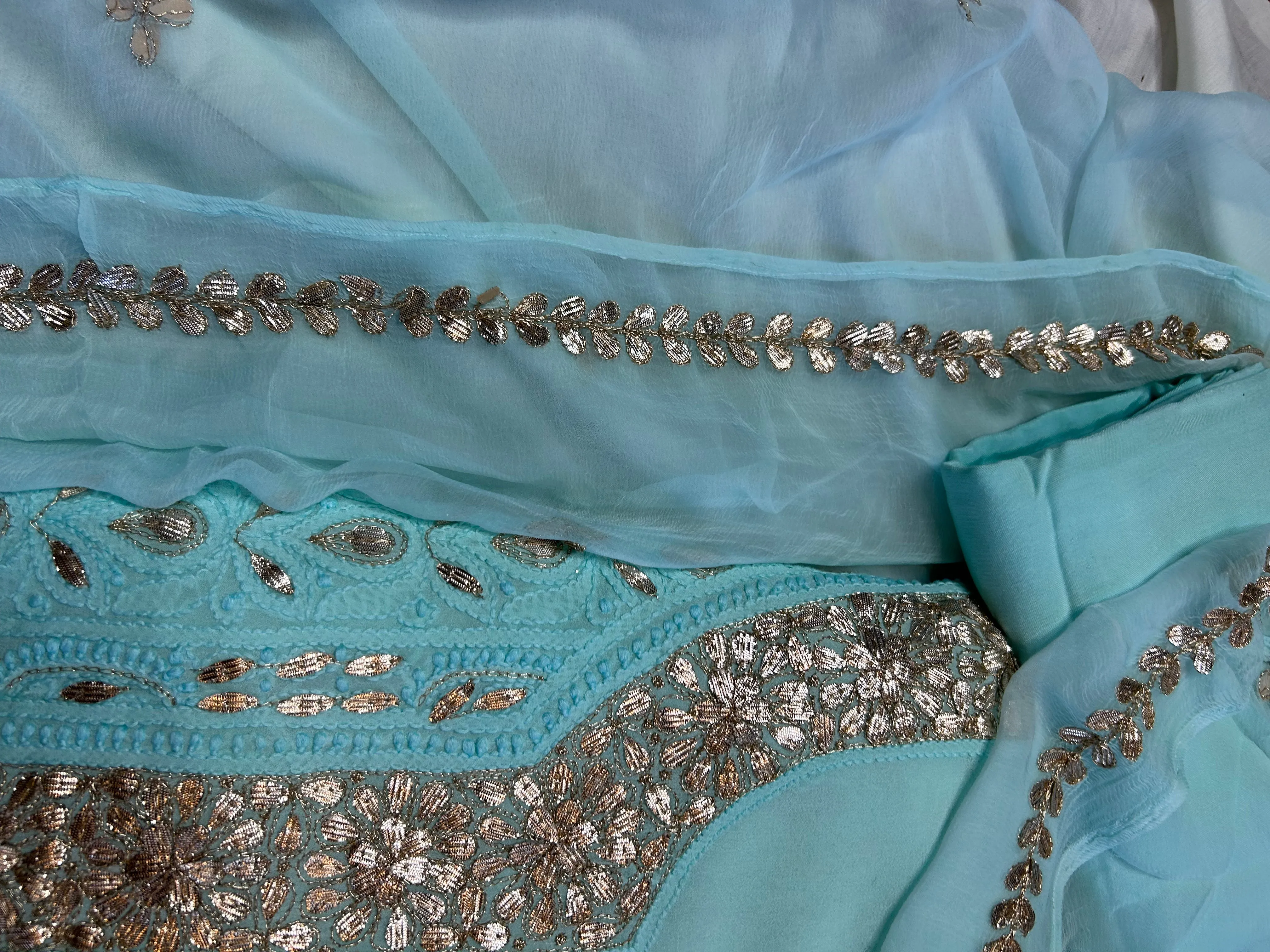 Chikankari Gota Salwar Suit in blue