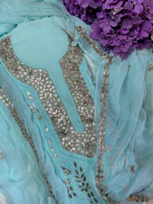 Chikankari Gota Salwar Suit in blue