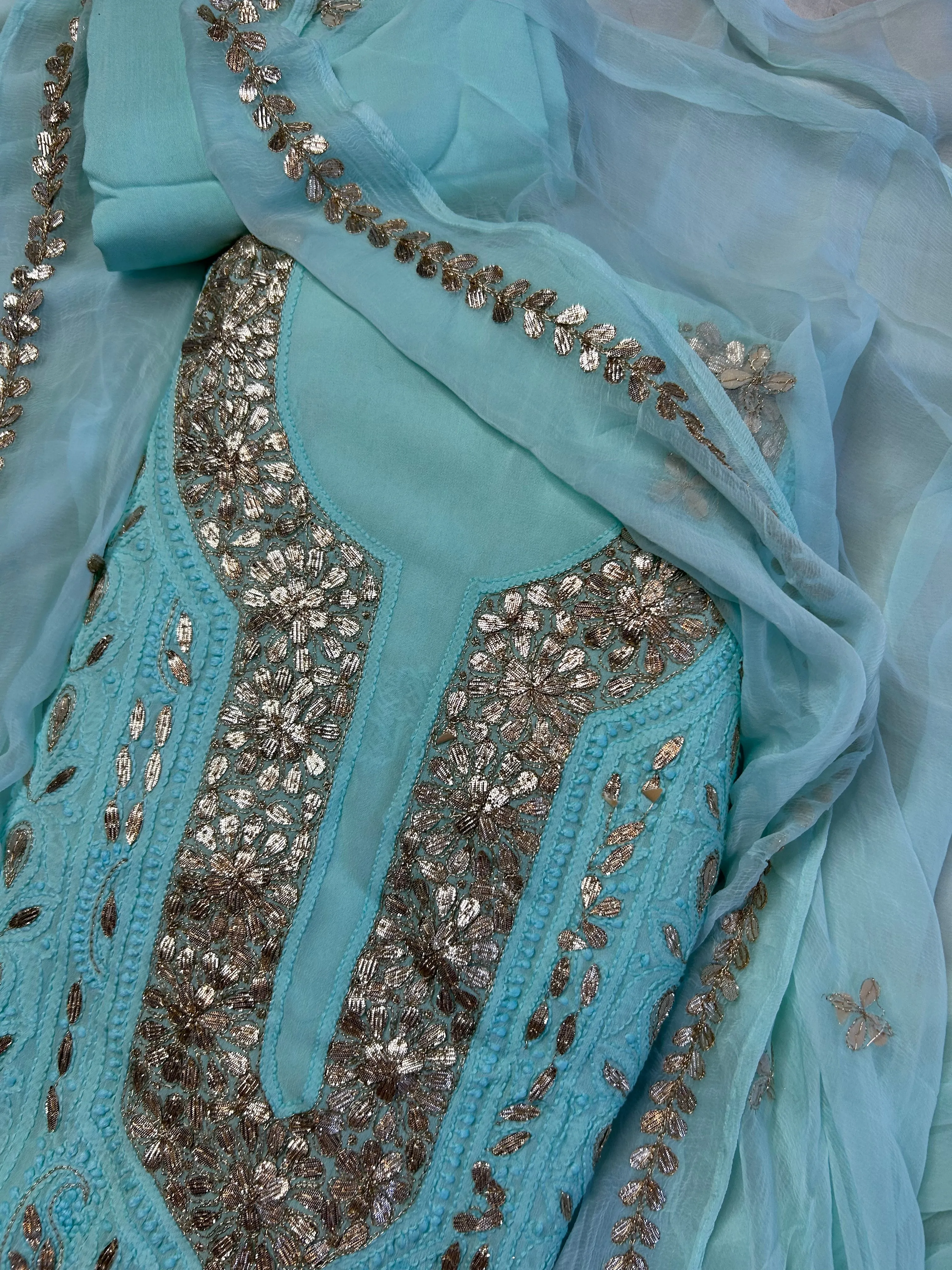 Chikankari Gota Salwar Suit in blue