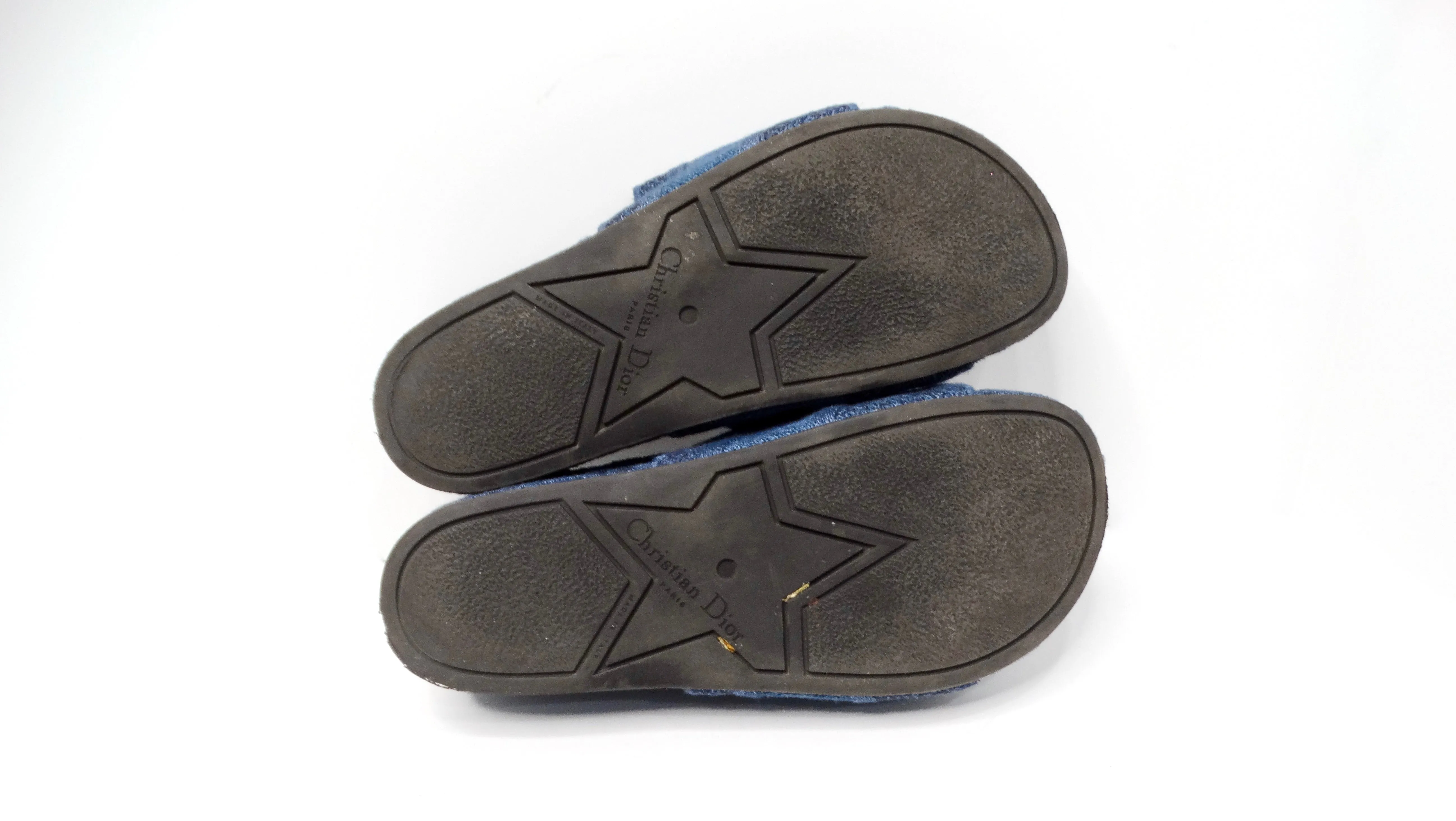Christian Dior D-way Embroidered Denim Platform Slide Sandals