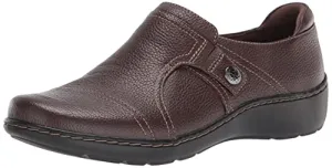 Clarks Women's Cora Poppy Loafer, Dark Brown Tumbled, 9