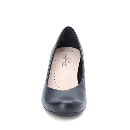 Clarks Women's Flores Tulip Wedge Pump,Black Leather,7 M US