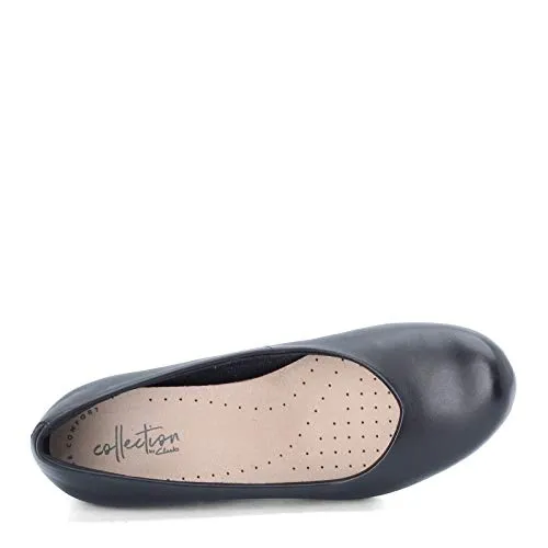 Clarks Women's Flores Tulip Wedge Pump,Black Leather,7 M US