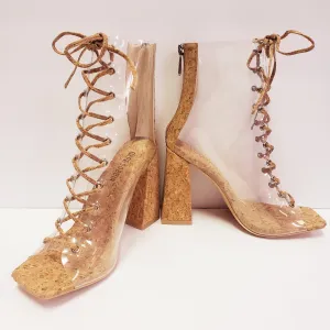 Clear Cork Square Heel
