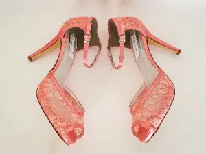 Coral Lace Bidesmaids Shoes