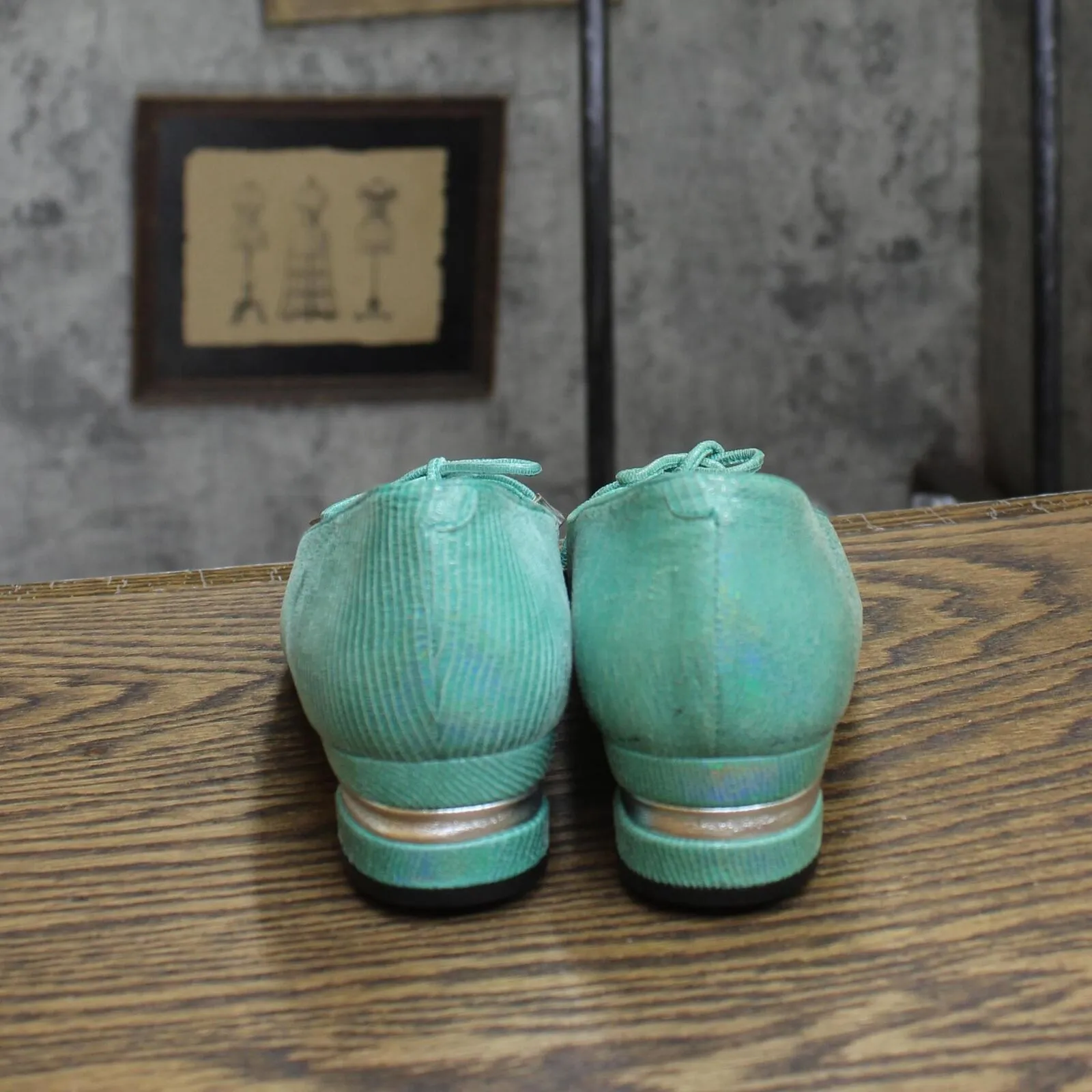 Costablanca Womens Vintage Circular Short Block Heels Aqua Green 6M