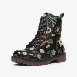 Cottagecore Dark Flower Forest Vegan Leather Unisex Boots