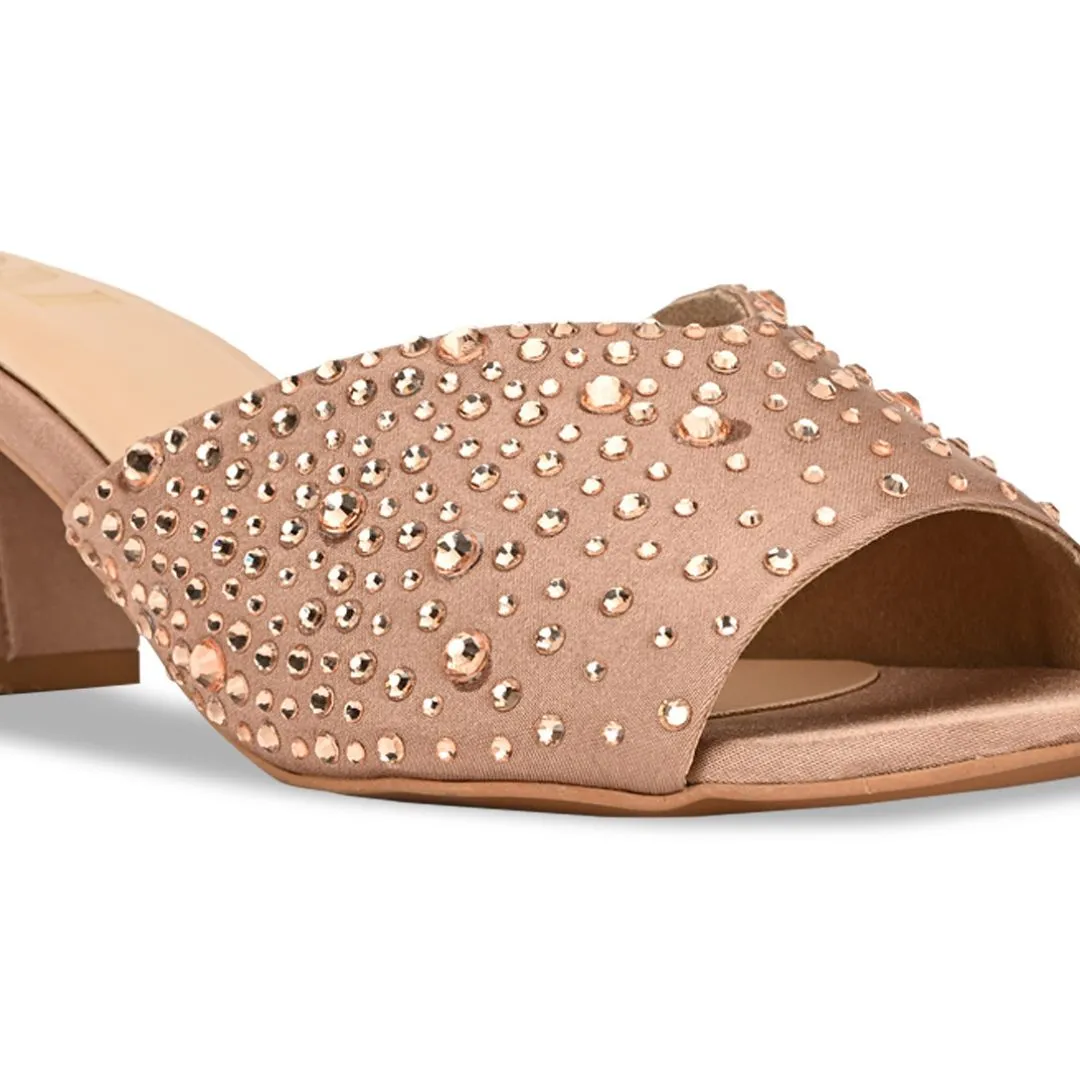 Crystal pink block heels