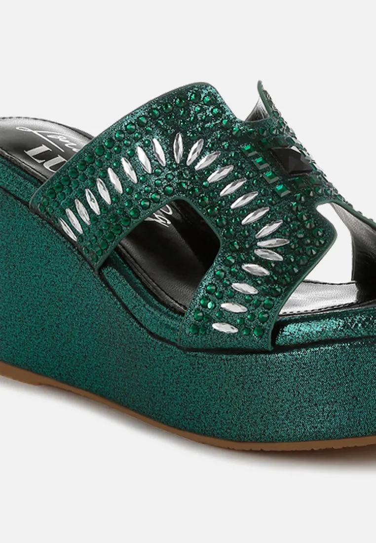 Diamante & Rhinestone Detail Cut-Out Sandals by RUW