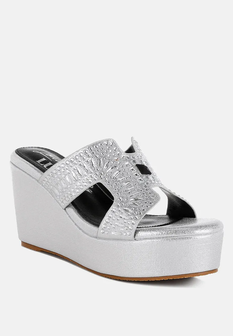 Diamante & Rhinestone Detail Cut-Out Sandals by RUW