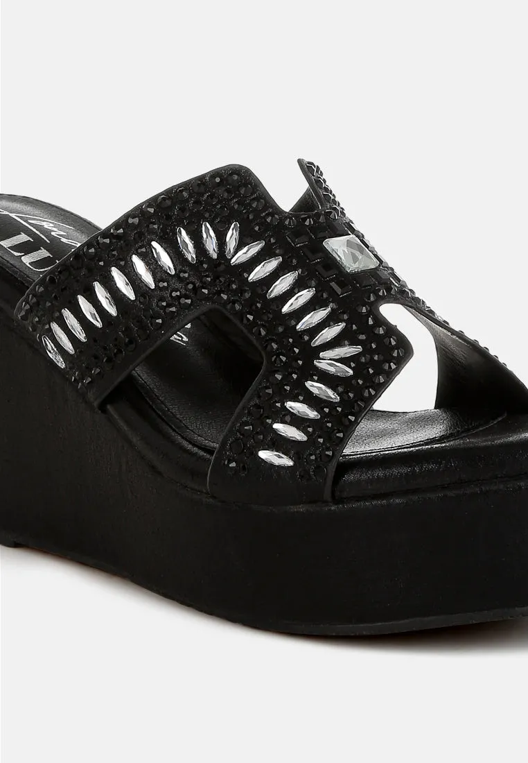 Diamante & Rhinestone Detail Cut-Out Sandals by RUW