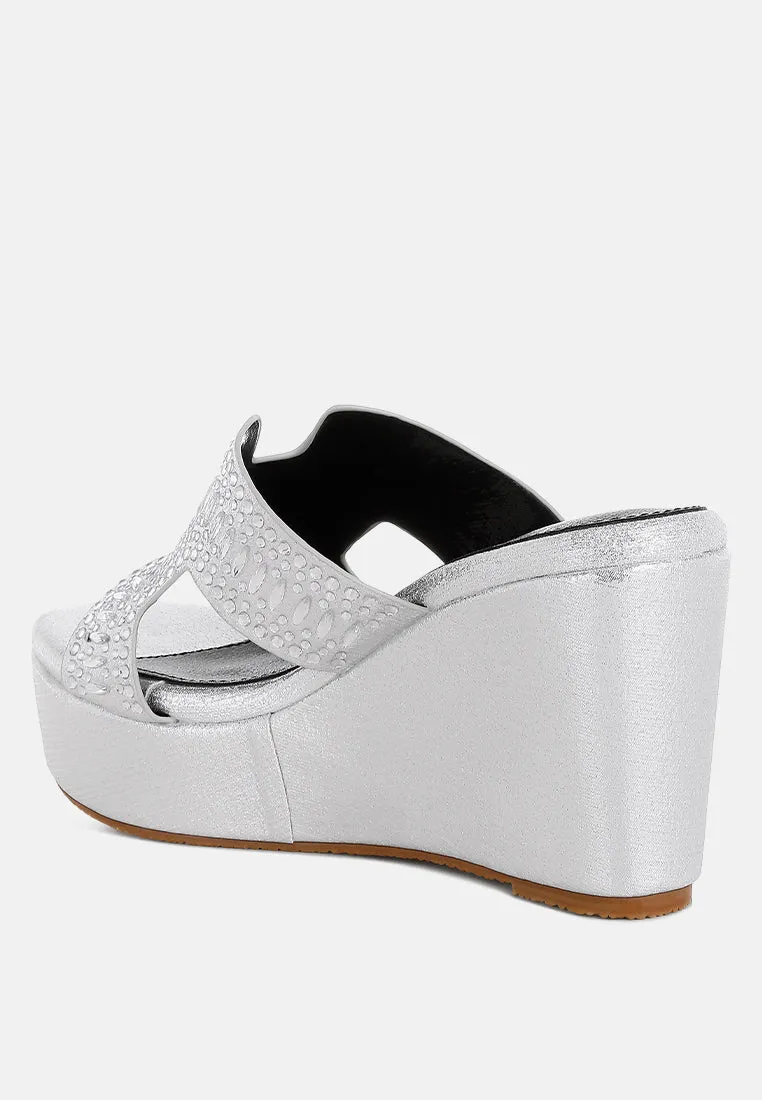 Diamante & Rhinestone Detail Cut-Out Sandals by RUW