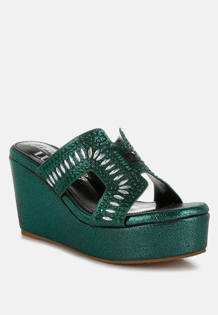 Diamante & Rhinestone Detail Cut-Out Sandals by RUW