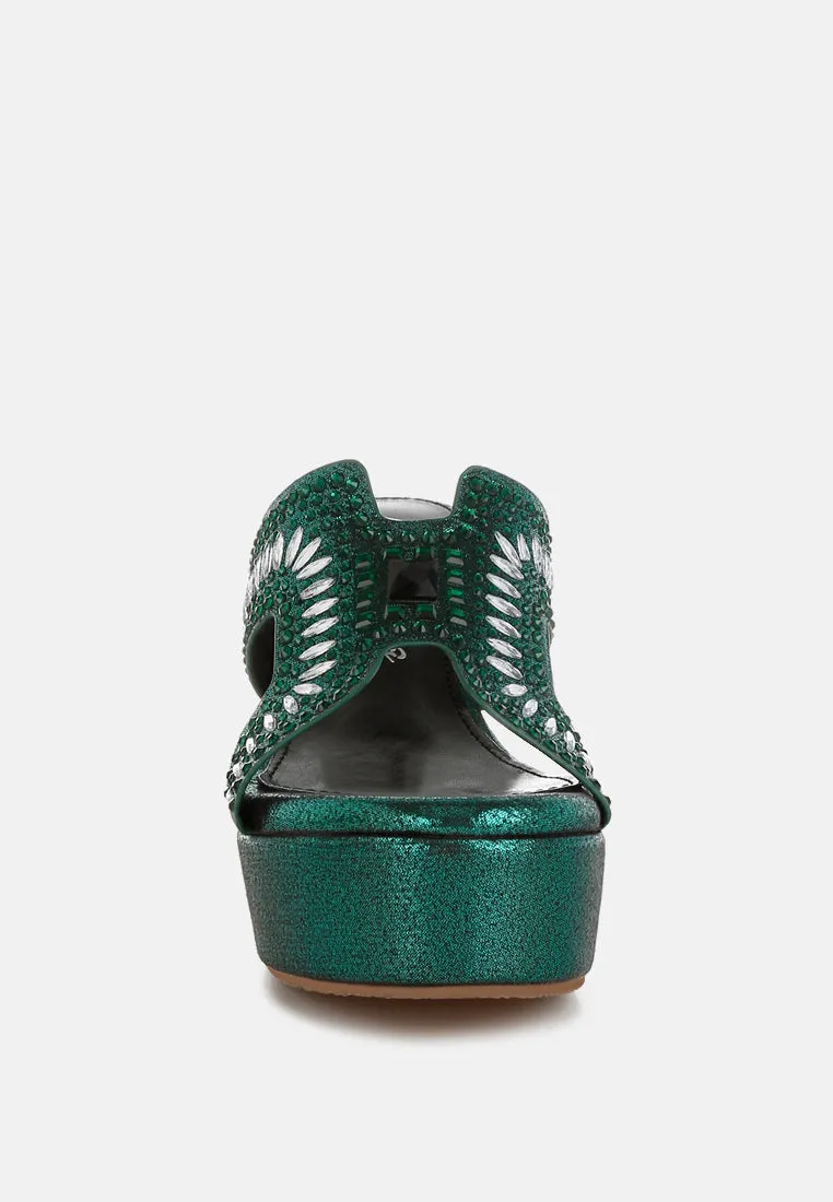 Diamante & Rhinestone Detail Cut-Out Sandals by RUW