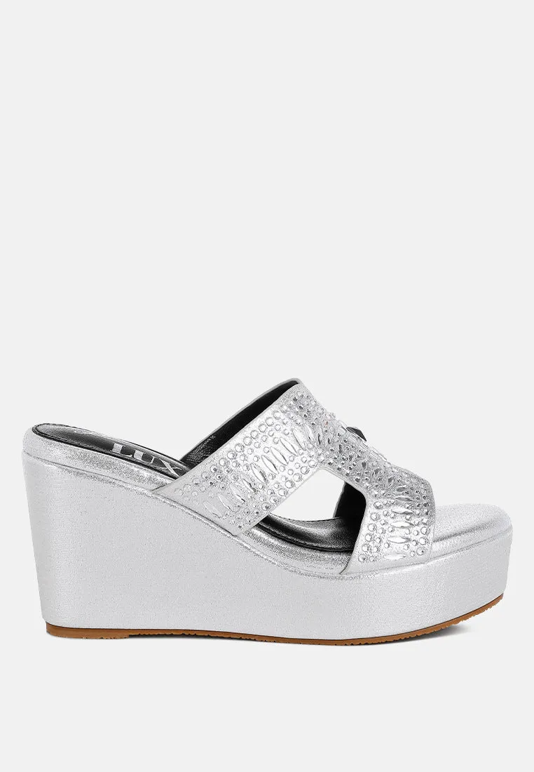 Diamante & Rhinestone Detail Cut-Out Sandals by RUW