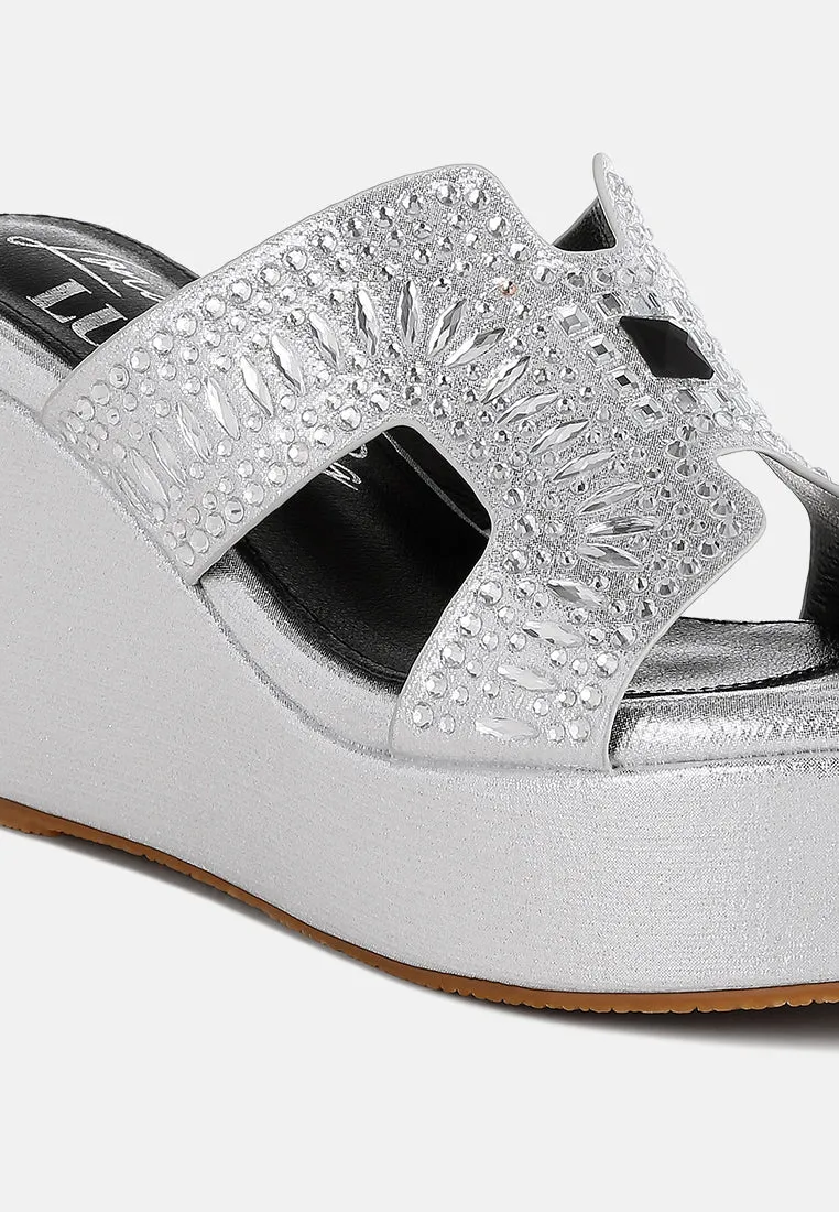 Diamante & Rhinestone Detail Cut-Out Sandals by RUW