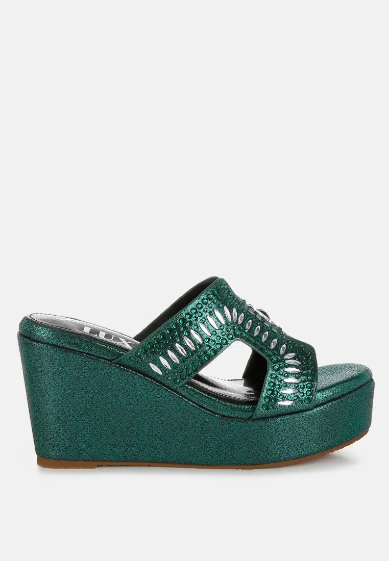 Diamante & Rhinestone Detail Cut-Out Sandals by RUW