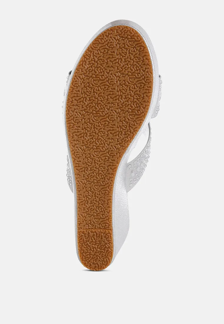 Diamante & Rhinestone Detail Cut-Out Sandals by RUW
