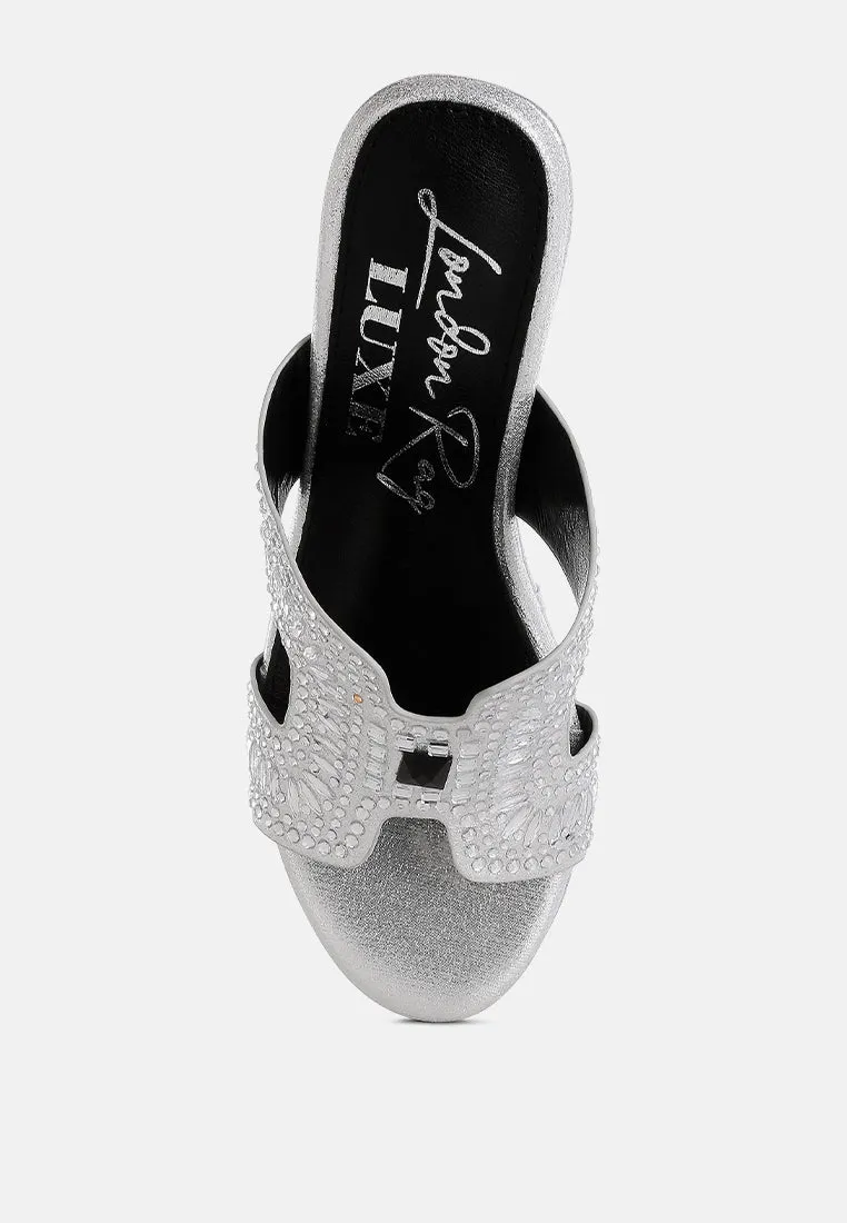 Diamante & Rhinestone Detail Cut-Out Sandals by RUW