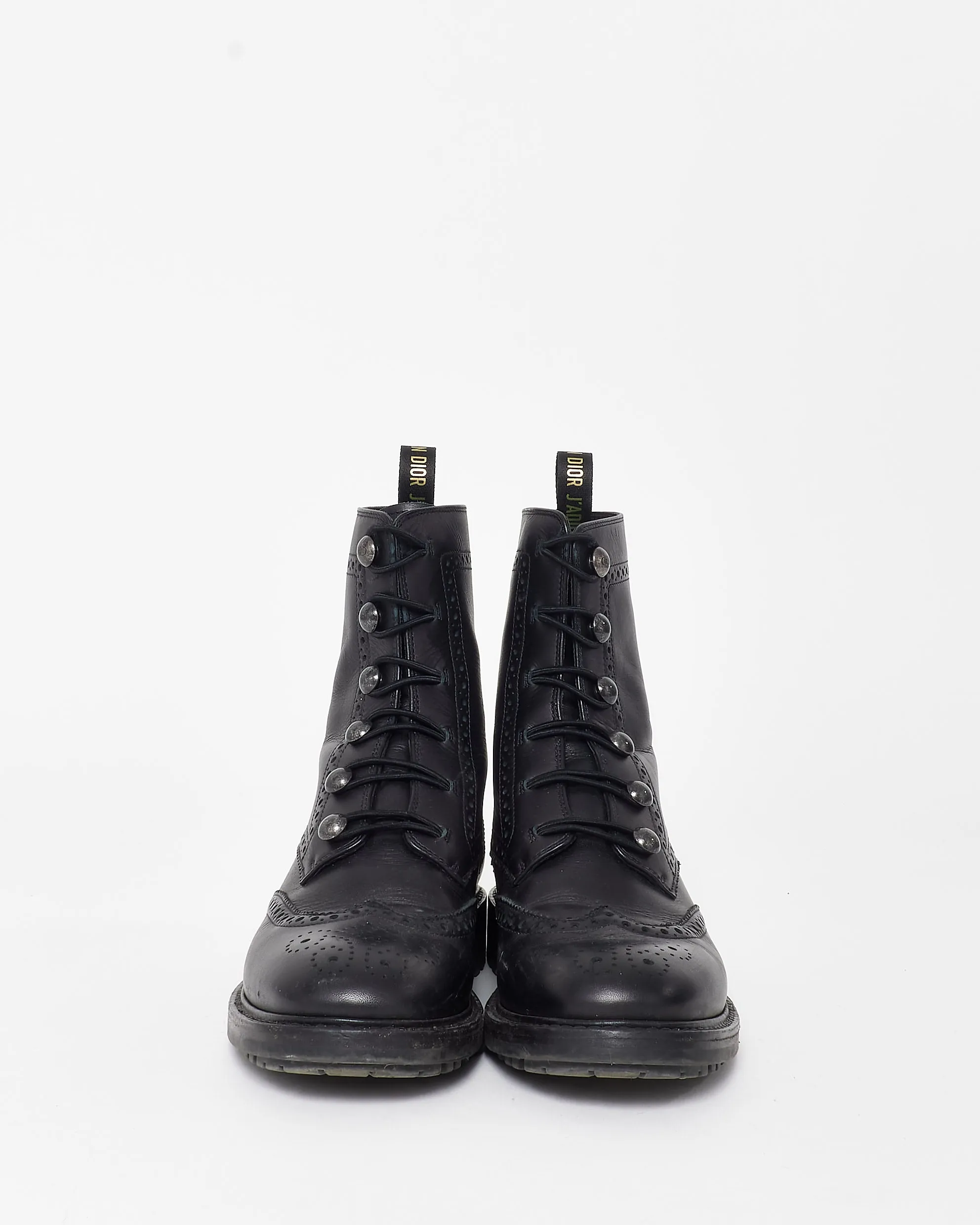 Dior Black Leather Diorunit Combat Boots - 38.5
