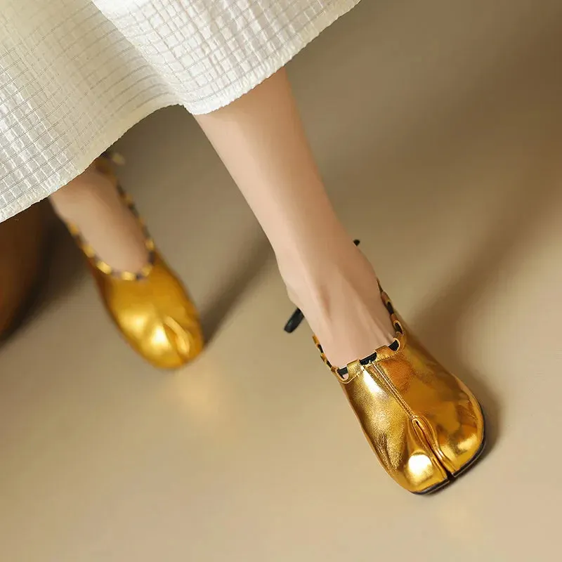 Eara Split Toe Rope Tie Moccasin Flats