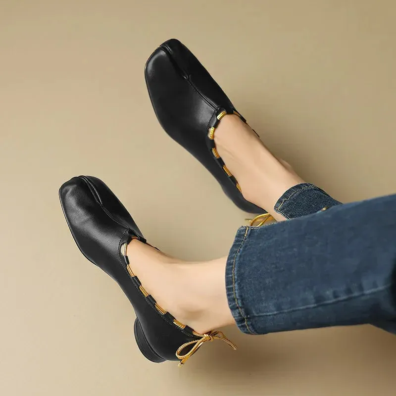 Eara Split Toe Rope Tie Moccasin Flats
