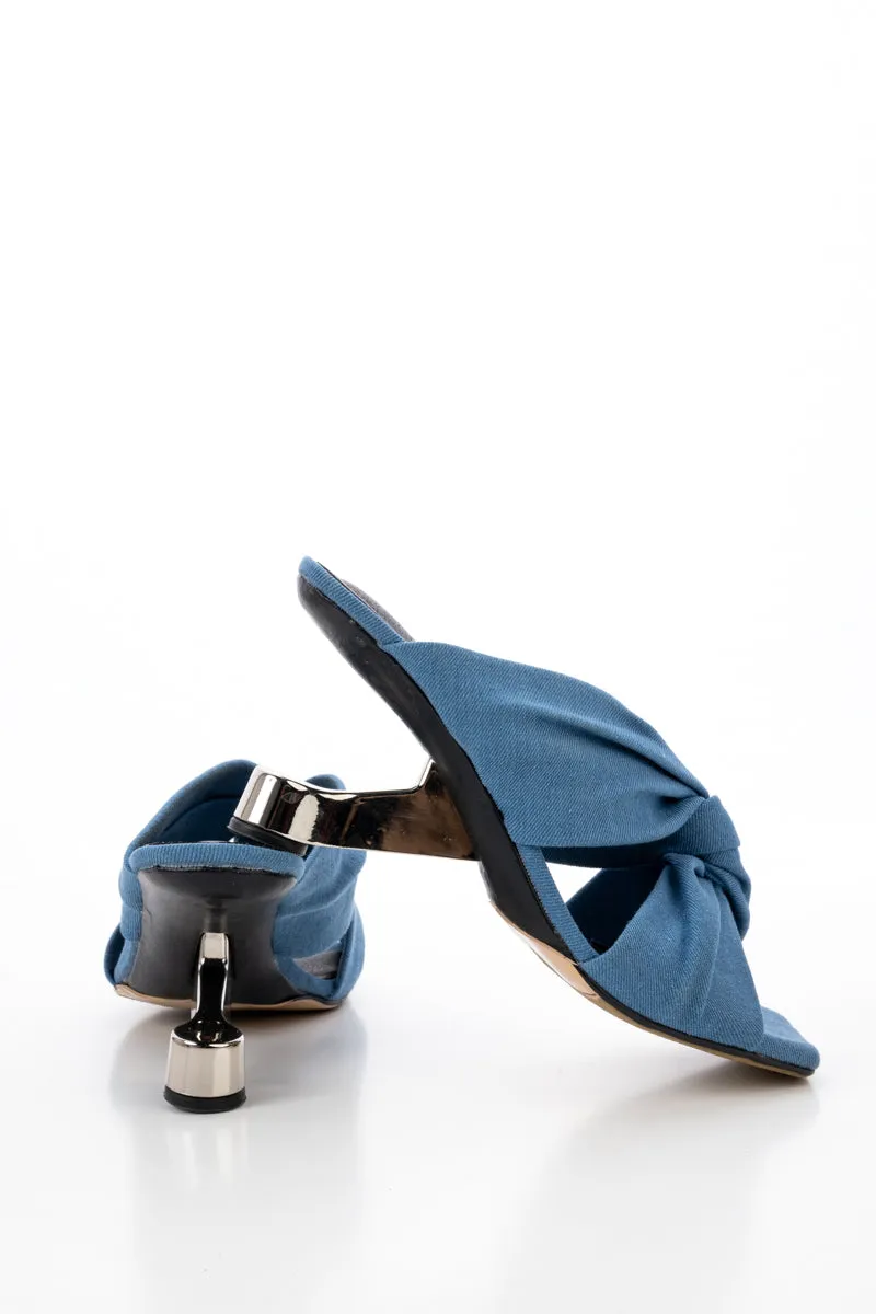 Evren Twist Upper Denim Sandal- Blue