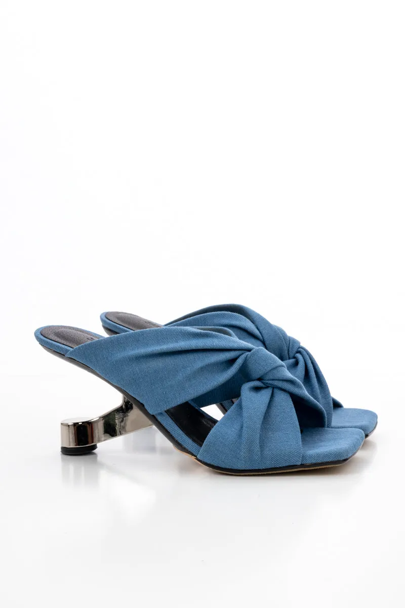 Evren Twist Upper Denim Sandal- Blue
