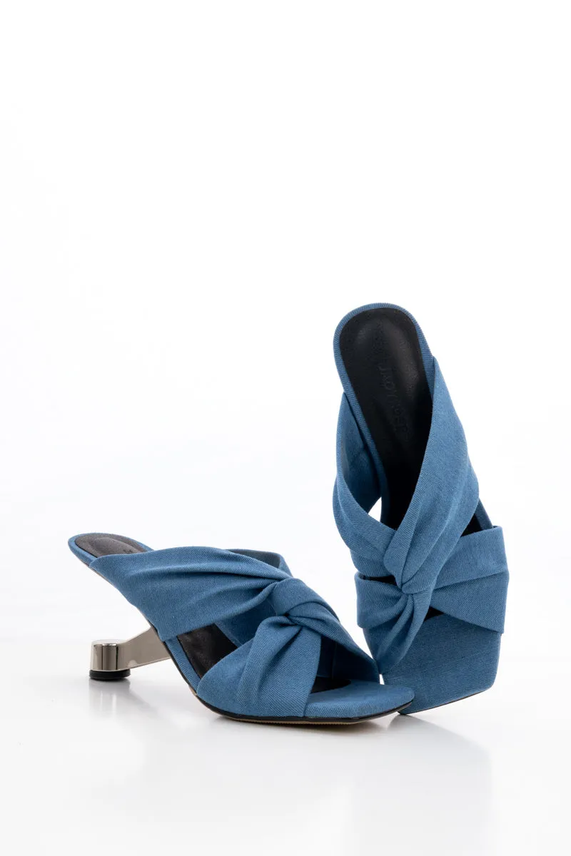 Evren Twist Upper Denim Sandal- Blue