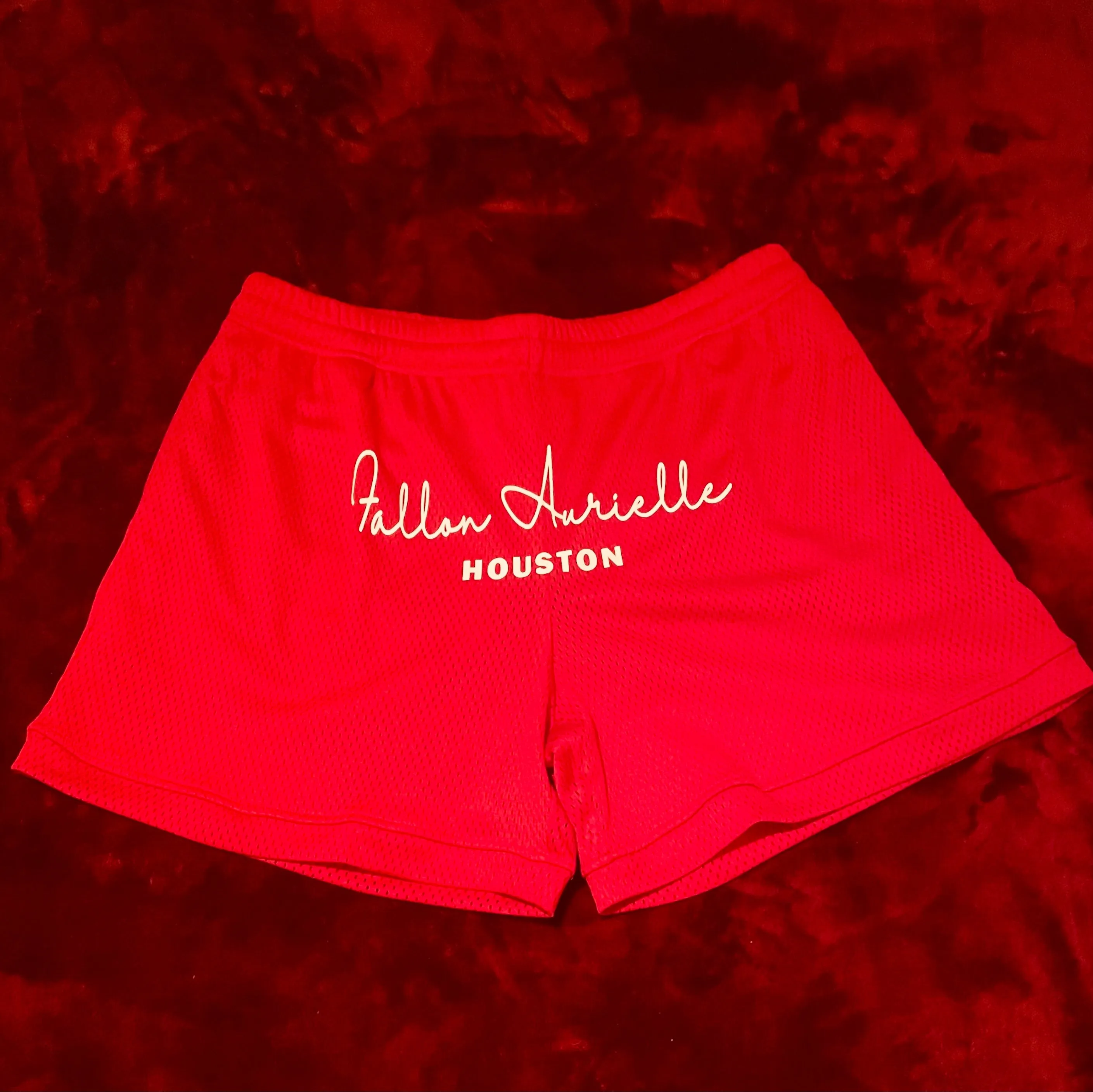 Fallon Aurielle Unisex Signature Houston Rep Yo Set Basketball Shorts (White & Red)