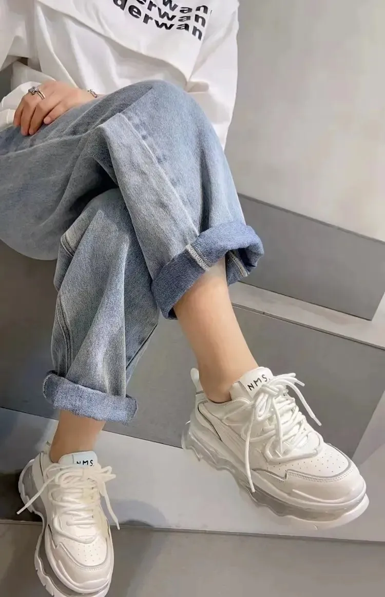 Fashion Women's Walking Platform Shoes Stylish Air Cushion Thickening Womens Sneakers Lightweight Slip on Zapatos Para Mujeres