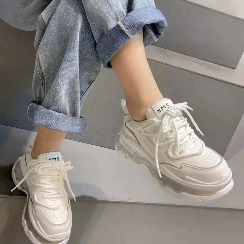 Fashion Women's Walking Platform Shoes Stylish Air Cushion Thickening Womens Sneakers Lightweight Slip on Zapatos Para Mujeres