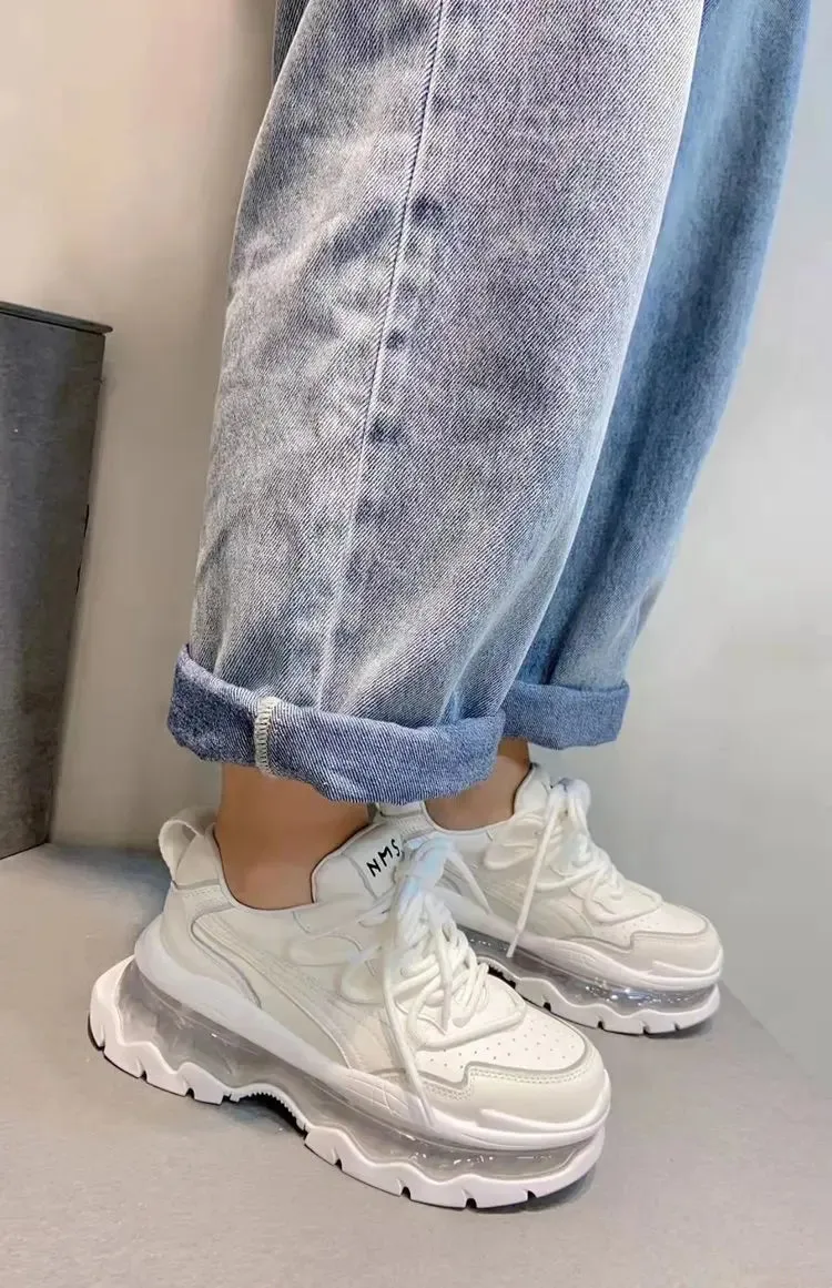 Fashion Women's Walking Platform Shoes Stylish Air Cushion Thickening Womens Sneakers Lightweight Slip on Zapatos Para Mujeres