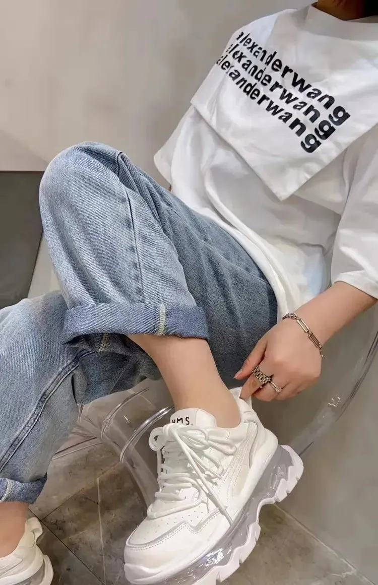 Fashion Women's Walking Platform Shoes Stylish Air Cushion Thickening Womens Sneakers Lightweight Slip on Zapatos Para Mujeres