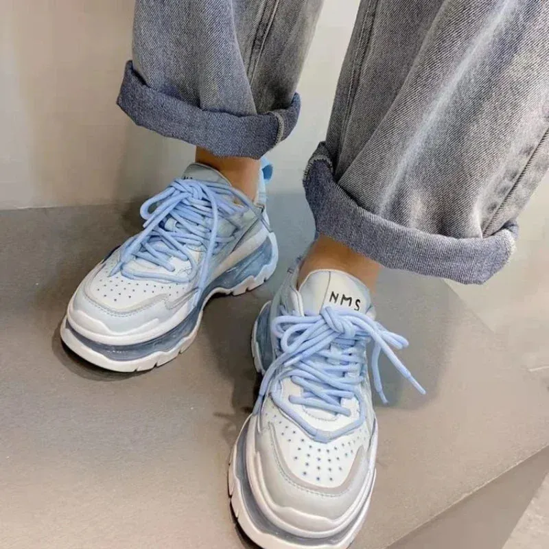 Fashion Women's Walking Platform Shoes Stylish Air Cushion Thickening Womens Sneakers Lightweight Slip on Zapatos Para Mujeres
